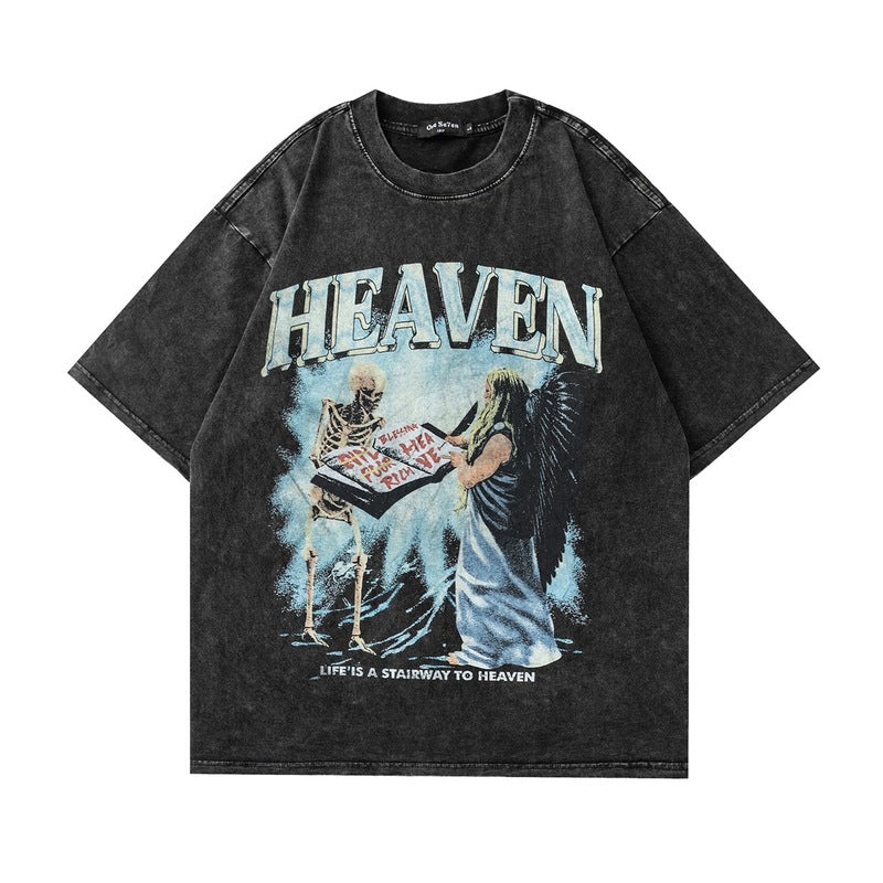 TKPA Skull Print Vintage Streetwear T-Shirt Unisex
