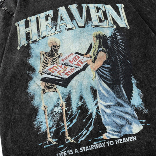 TKPA Skull Print Vintage Streetwear T-Shirt Unisex