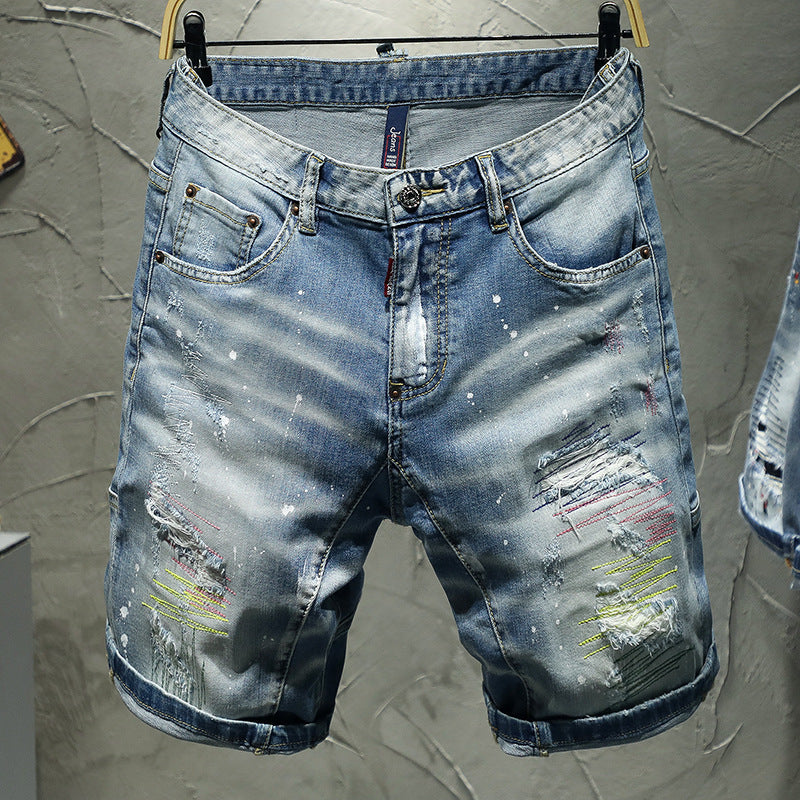 High-end Hand-worn Painted Five-point Shorts for Men