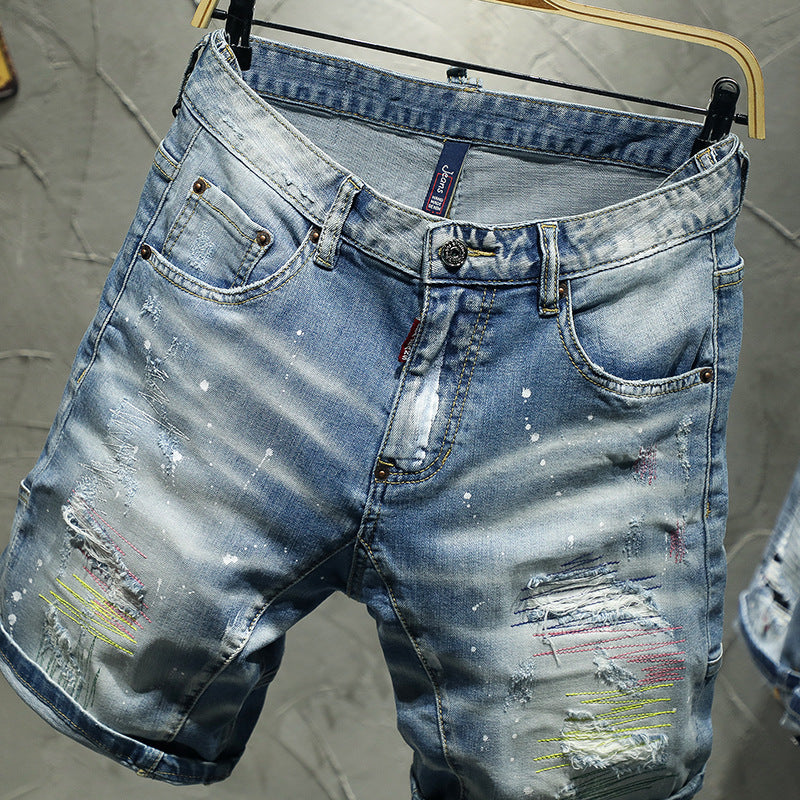 High-end Hand-worn Painted Five-point Shorts for Men