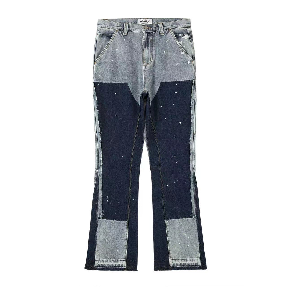 Loose Splicing Splattered Ink Jeans for Men