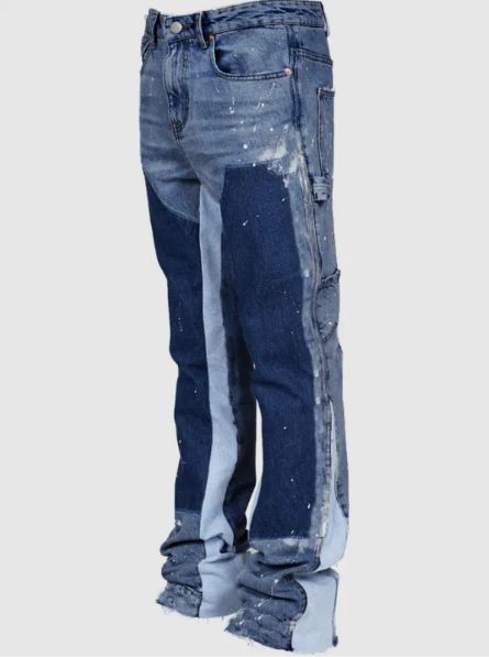 Men's Patchwork Flared Denim Jeans