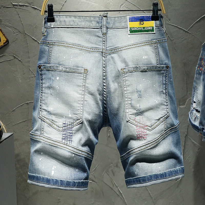 High-end Hand-worn Painted Five-point Shorts for Men