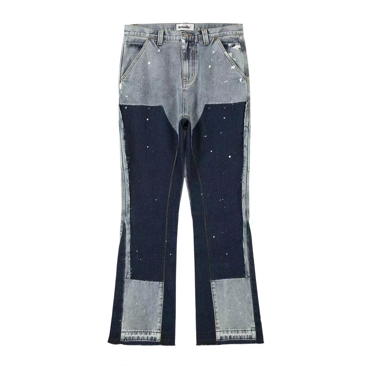Loose Splicing Splattered Ink Jeans for Men