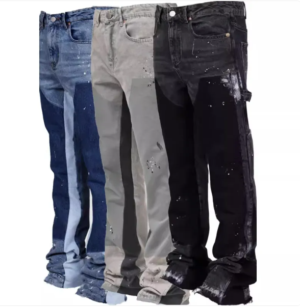 Men's Patchwork Flared Denim Jeans