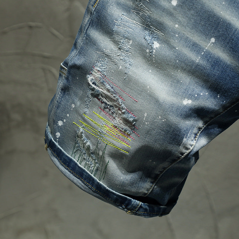 High-end Hand-worn Painted Five-point Shorts for Men