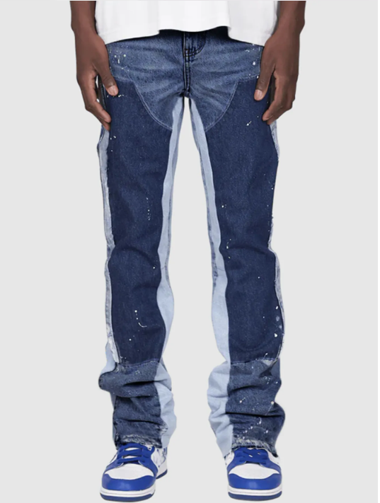 Men's Patchwork Flared Denim Jeans