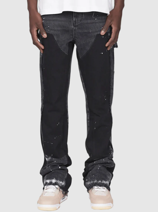 Men's Patchwork Flared Denim Jeans