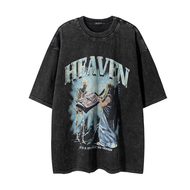 TKPA Skull Print Vintage Streetwear T-Shirt Unisex